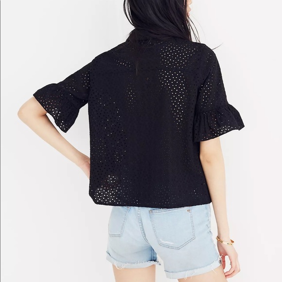 Madewell Eyelet Bell-Sleeve Shirt size large - Picture 2 of 6